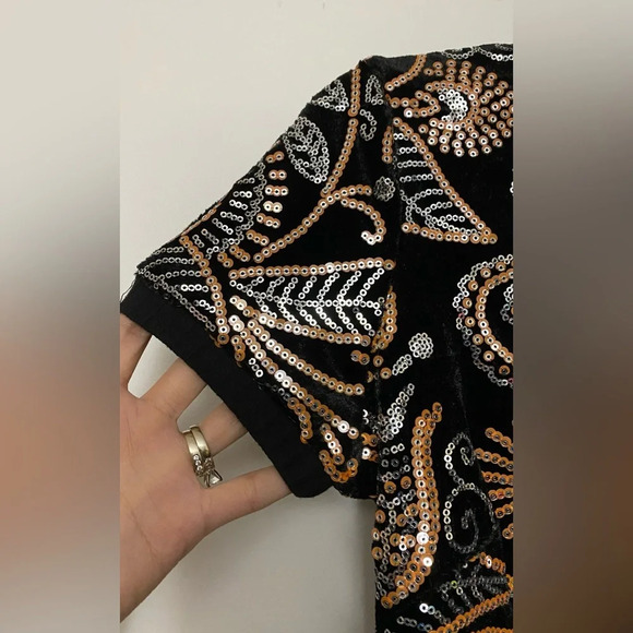 NWOT Dress the Population Malorie Velvet Sequin Bodycon Mini Dress Size Small - Picture 8 of 11